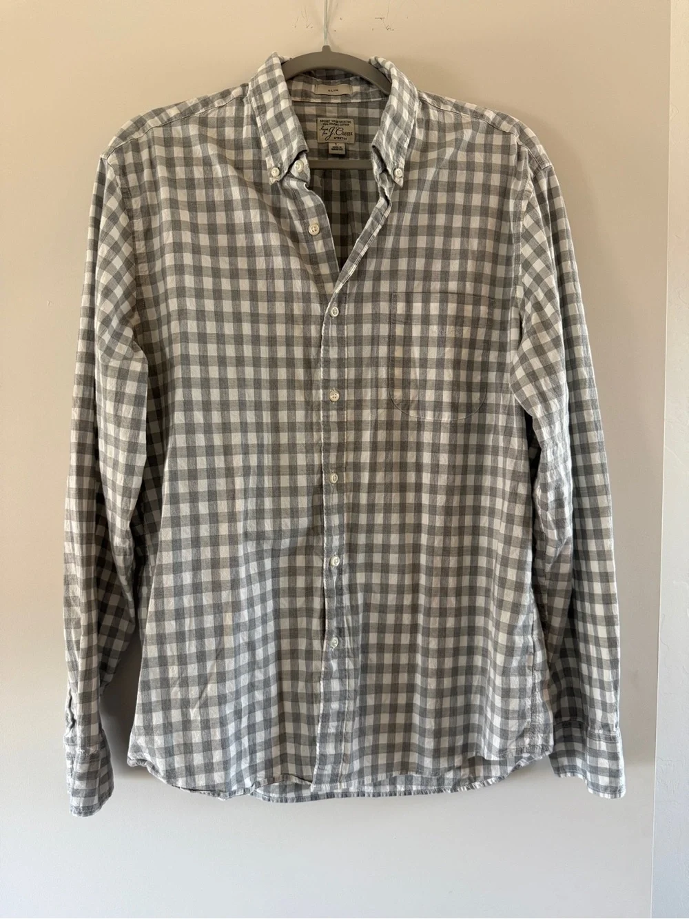 J. Crew Gray Check Button-Down Shirt